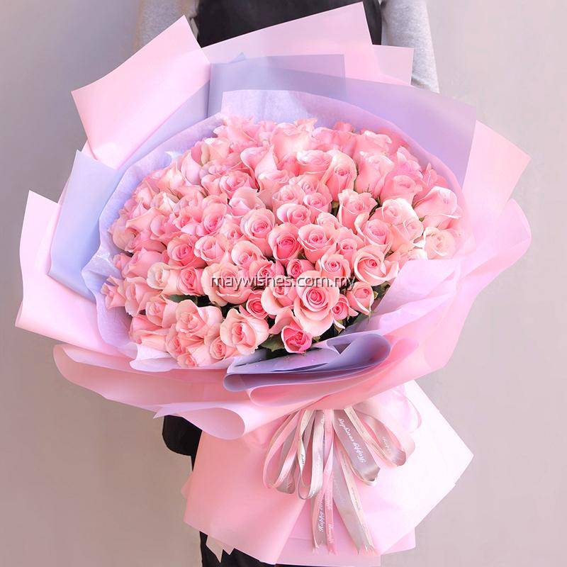 99 Pink Roses Valentine’s Day Bouquet